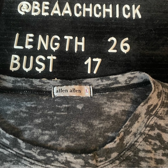 Allen Allen Black Space Dye Peace Sign Santa Hat Long Sleeve Tee Women’s Large - Picture 6 of 6